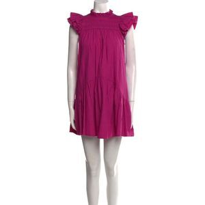 Love The Label Mini Dress Womens Size M Magenta Smocked Ruffle Tiered Summer